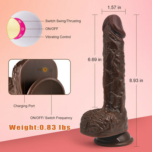 Wild Sensations: 8.93-inch Thrusting Vibrating and Swinging Lifelike Dildo with 8 Customizable Modes